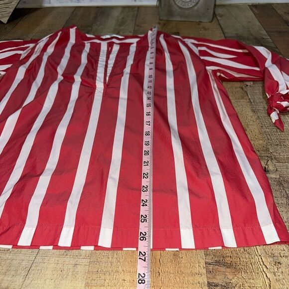 Trina Turk 'Bees Knees' Striped Tie Sleeve Top Pepper White Size L $228 - Picture 8 of 12